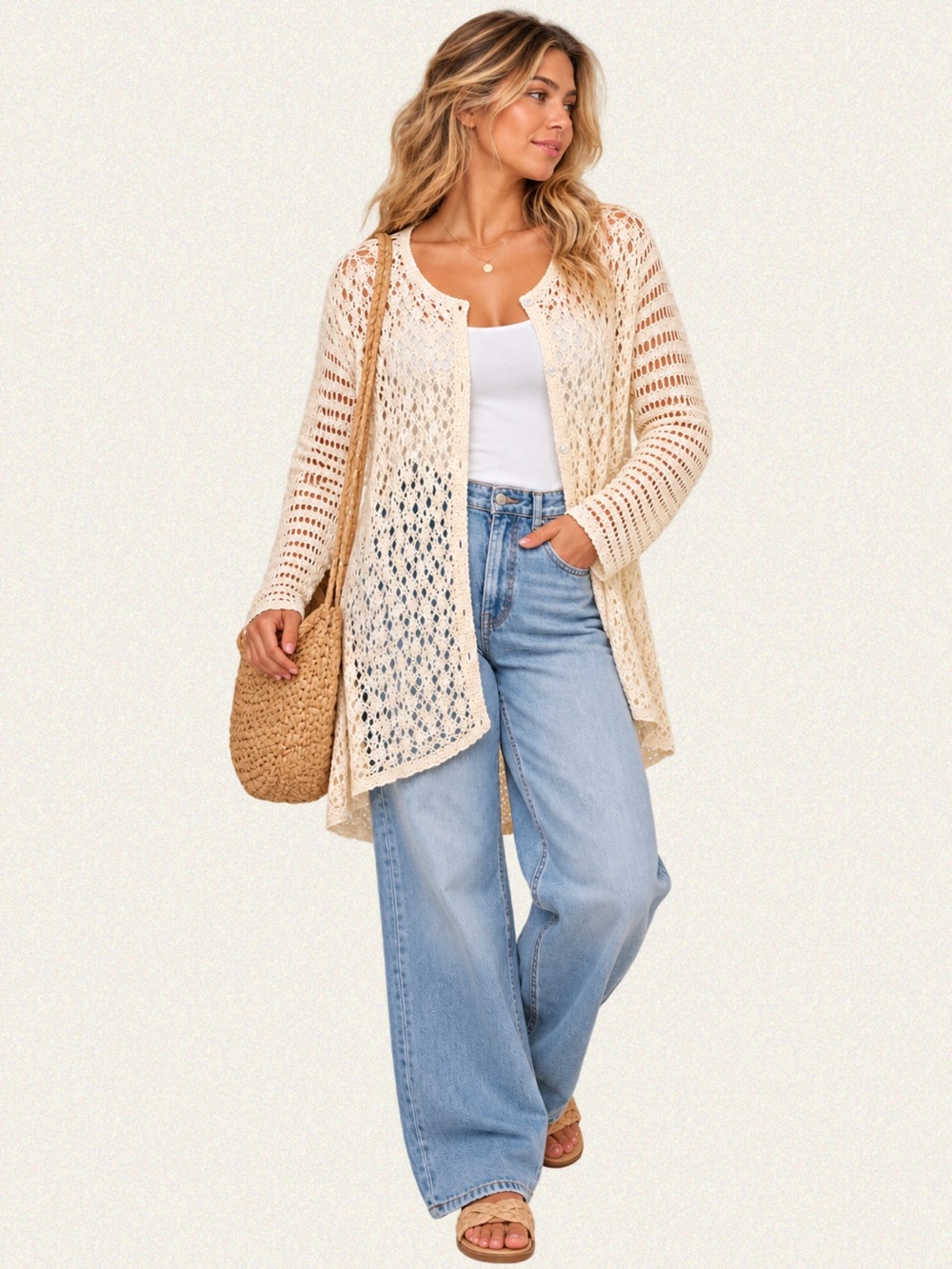 Vintage Beta’s Choice Crochet Open-Knit Cardigan